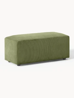 Reposapiés|Sofás>Westwing Collection Puf reposapiés de pana Melva, An 99 x F 42 cm Pana verde oliva