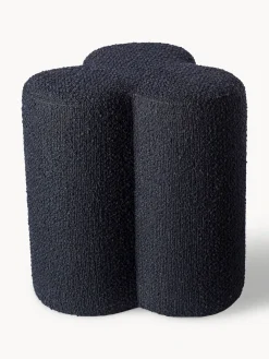 Pufs Y Otomanos|Pufs Y Otomanos>POLSPOTTEN Puf reposapiés en tejido bouclé Clover Bouclé gris azulado