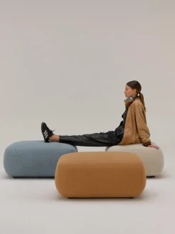 Outlet Puf reposapiés en tejido bouclé Sofia Reposapiés|Sofás