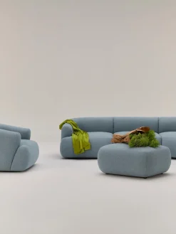 Sale Puf reposapiés en tejido bouclé Sofia Reposapiés|Sofás