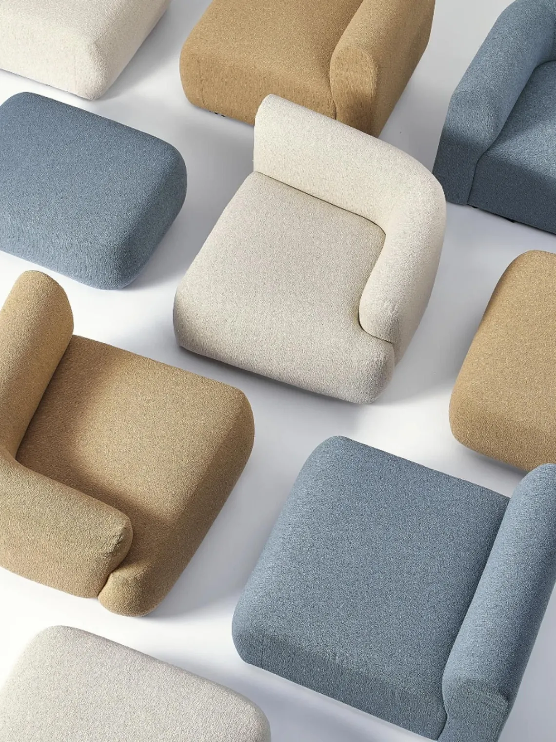 Sale Puf reposapiés en tejido bouclé Sofia Reposapiés|Sofás