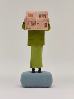 Sale Puf reposapiés en tejido bouclé Sofia Reposapiés|Sofás