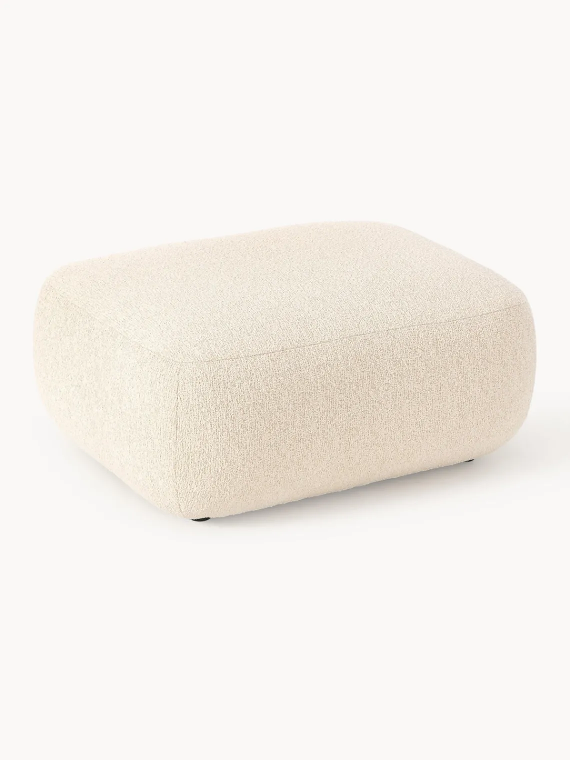 Reposapiés|Sofás>Westwing Collection Puf reposapiés en tejido bouclé Sofia Bouclé beige claro