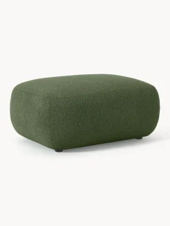 Reposapiés|Sofás>Westwing Collection Puf reposapiés en tejido bouclé Sofia Bouclé verde oscuro