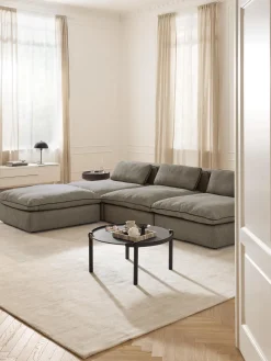 Reposapiés|Sofás>Westwing Collection Puf reposapiés Felix Tejido grueso gris oscuro