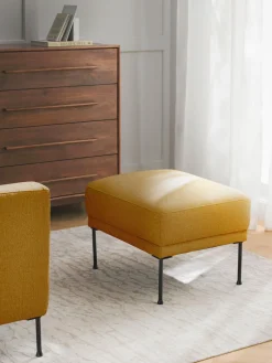 Reposapiés|Sofás>Westwing Collection Puf reposapiés Fluente Tejido ocre