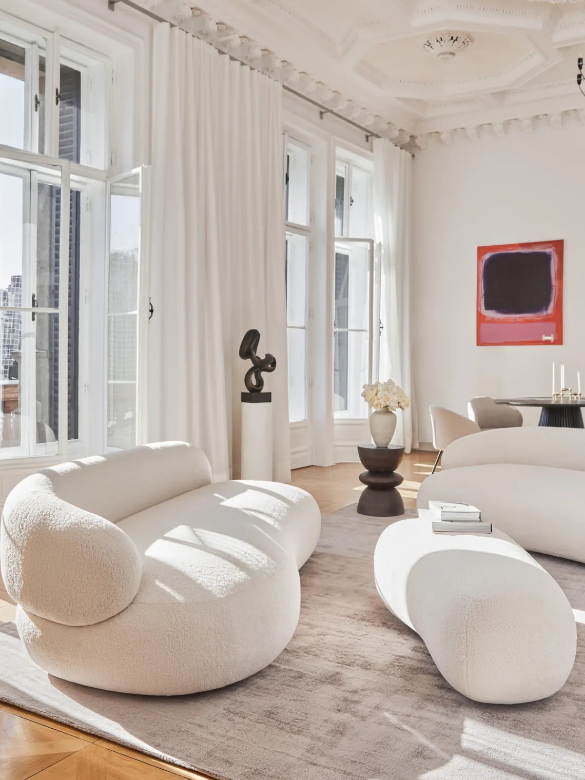 Puf reposapiés grande de borreguillo Alba Reposapiés|Sofás