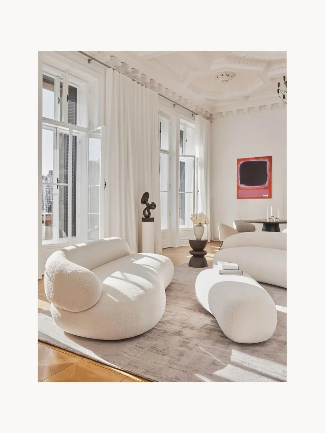 Puf reposapiés grande de borreguillo Alba Reposapiés|Sofás