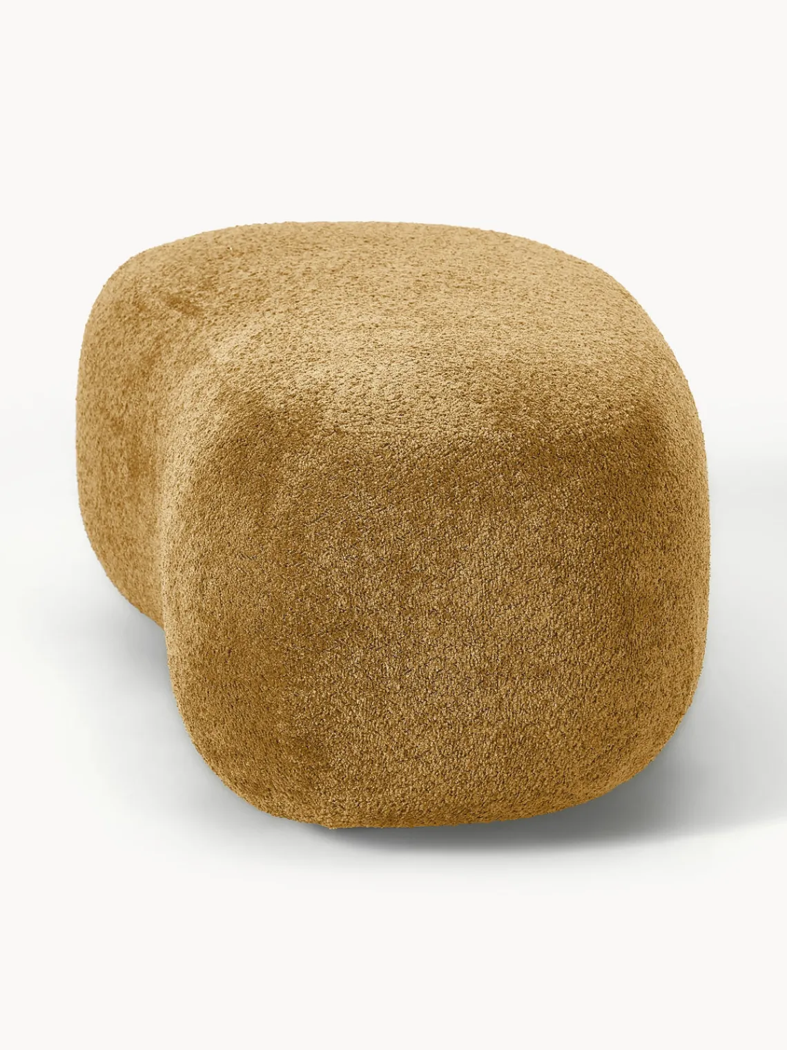 Reposapiés|Sofás>Westwing Collection Puf reposapiés grande de borreguillo bouclé Alba Borreguillo bouclé ocre