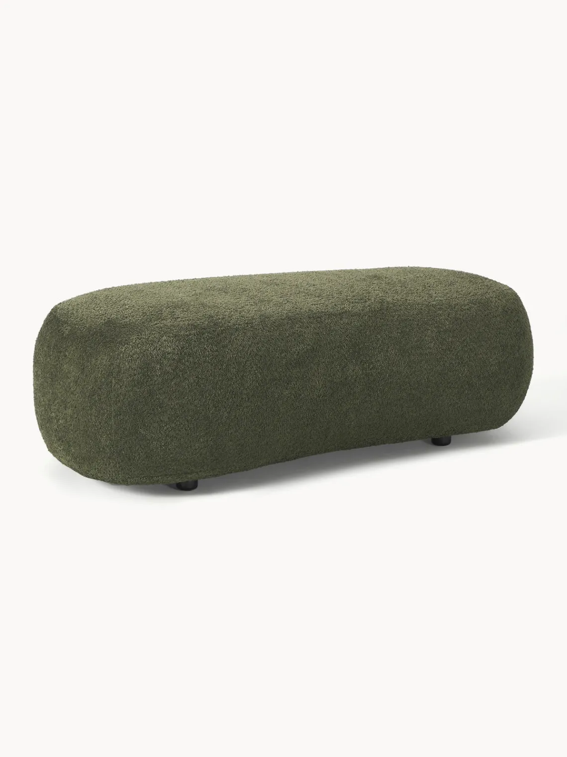 Reposapiés|Sofás>Westwing Collection Puf reposapiés grande de borreguillo bouclé Alba Borreguillo bouclé verde oscuro