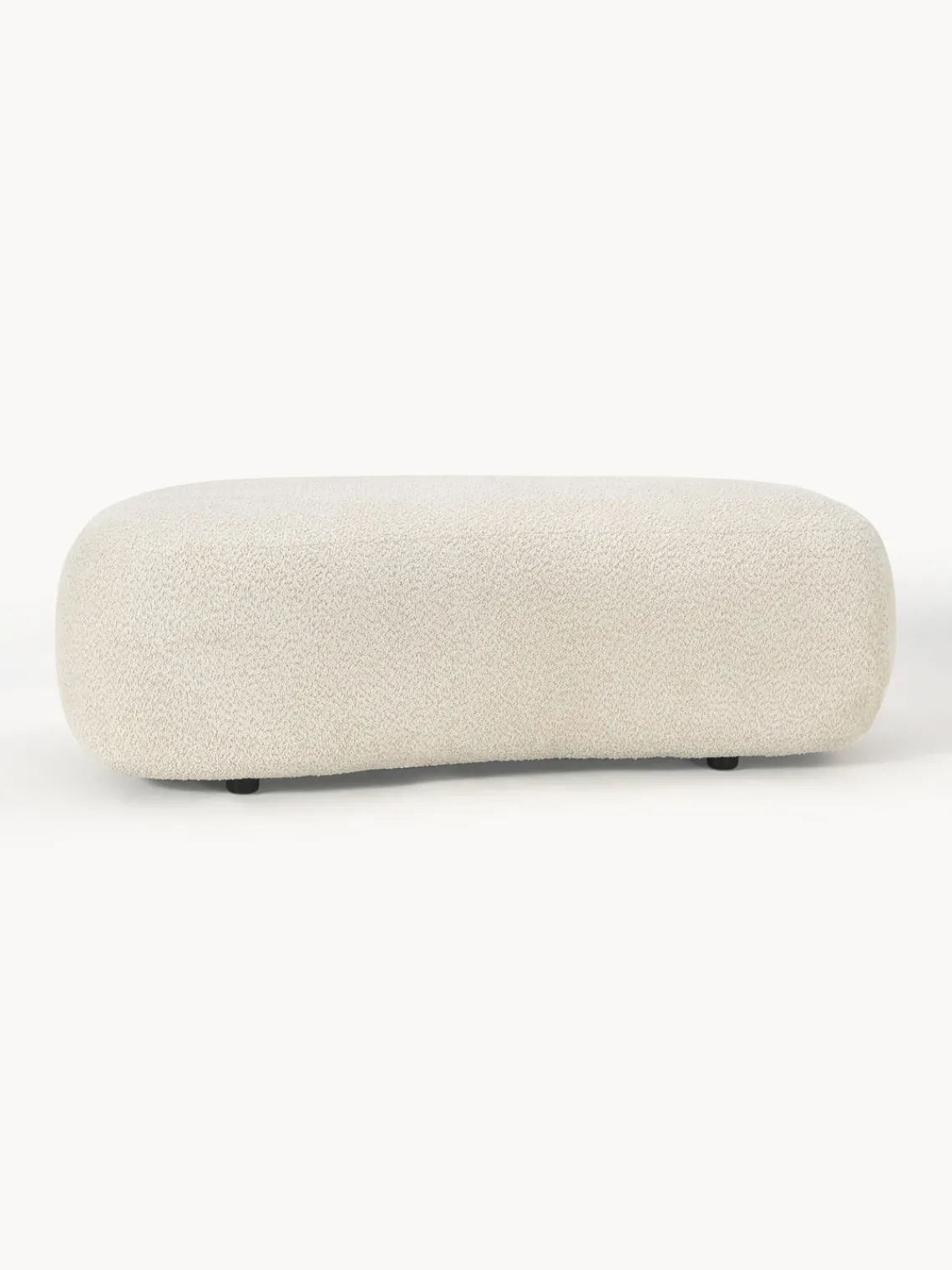 Reposapiés|Sofás>Westwing Collection Puf reposapiés grande de borreguillo bouclé Alba Borreguillo bouclé blanco Off White