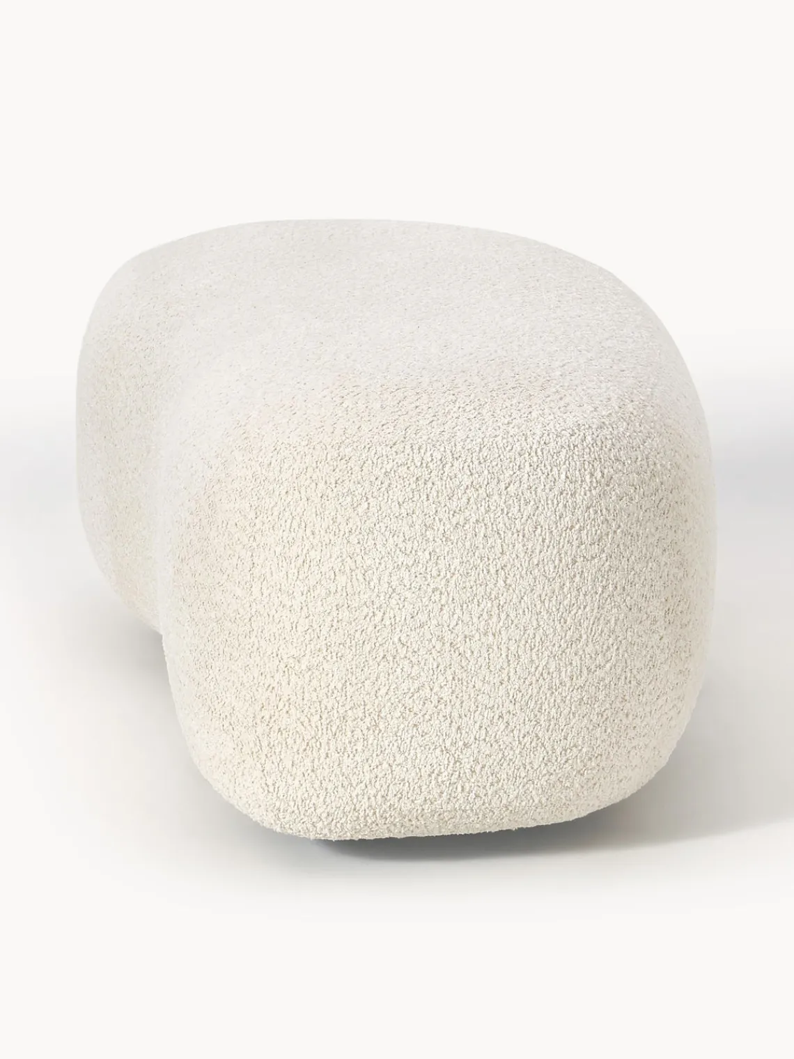 Reposapiés|Sofás>Westwing Collection Puf reposapiés grande de borreguillo bouclé Alba Borreguillo bouclé blanco Off White