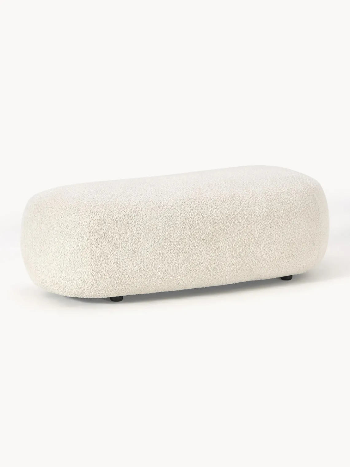 Reposapiés|Sofás>Westwing Collection Puf reposapiés grande de borreguillo bouclé Alba Borreguillo bouclé blanco Off White