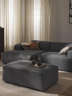 Reposapiés|Sofás>Westwing Collection Puf reposapiés grande Melva, 116 x 72 cm Tejido grueso gris oscuro