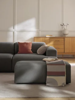 Reposapiés|Sofás>Westwing Collection Puf reposapiés grande Melva, 116 x 42 cm Tejido gris antracita