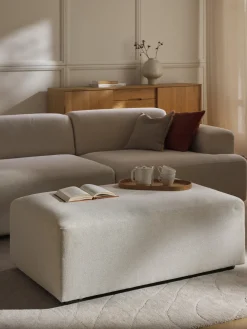 Reposapiés|Sofás>Westwing Collection Puf reposapiés grande Melva, 116 x 72 cm Tejido blanco Off White