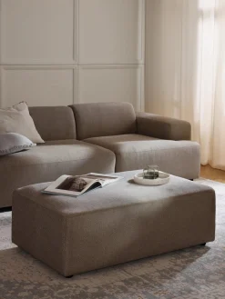 Reposapiés|Sofás>Westwing Collection Puf reposapiés grande Melva, 116 x 72 cm Tejido grueso greige