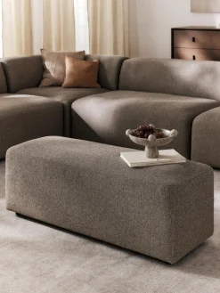 Reposapiés|Sofás>Westwing Collection Puf reposapiés grande Melva, 116 x 42 cm Tejido grueso greige