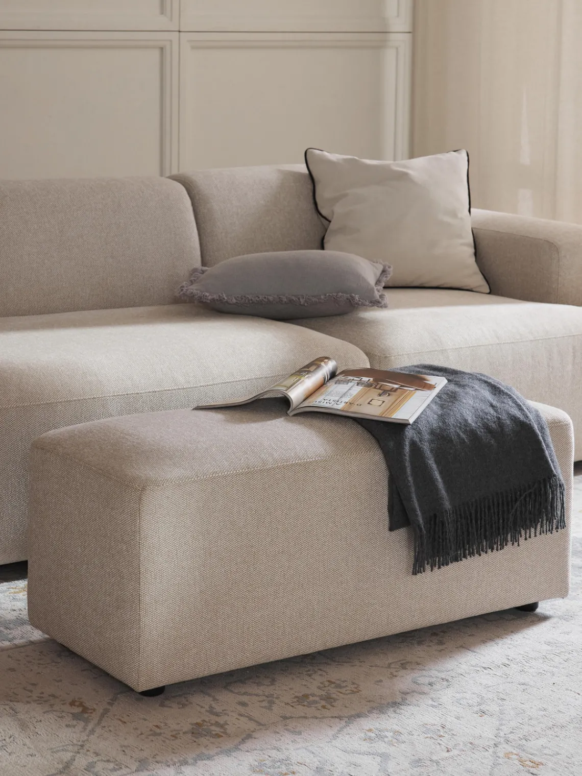 Outlet Puf reposapiés Melva, An 99 x F 42 cm Reposapiés|Sofás