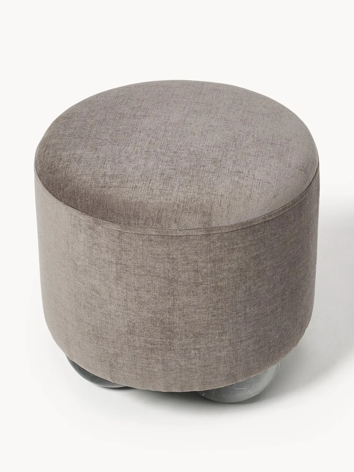 Pufs Y Otomanos|Pufs Y Otomanos>Westwing Collection Puf reposapiés tapizado con patas en look de mármol Lino Tejido greige, gris antracita en aspecto de mármol