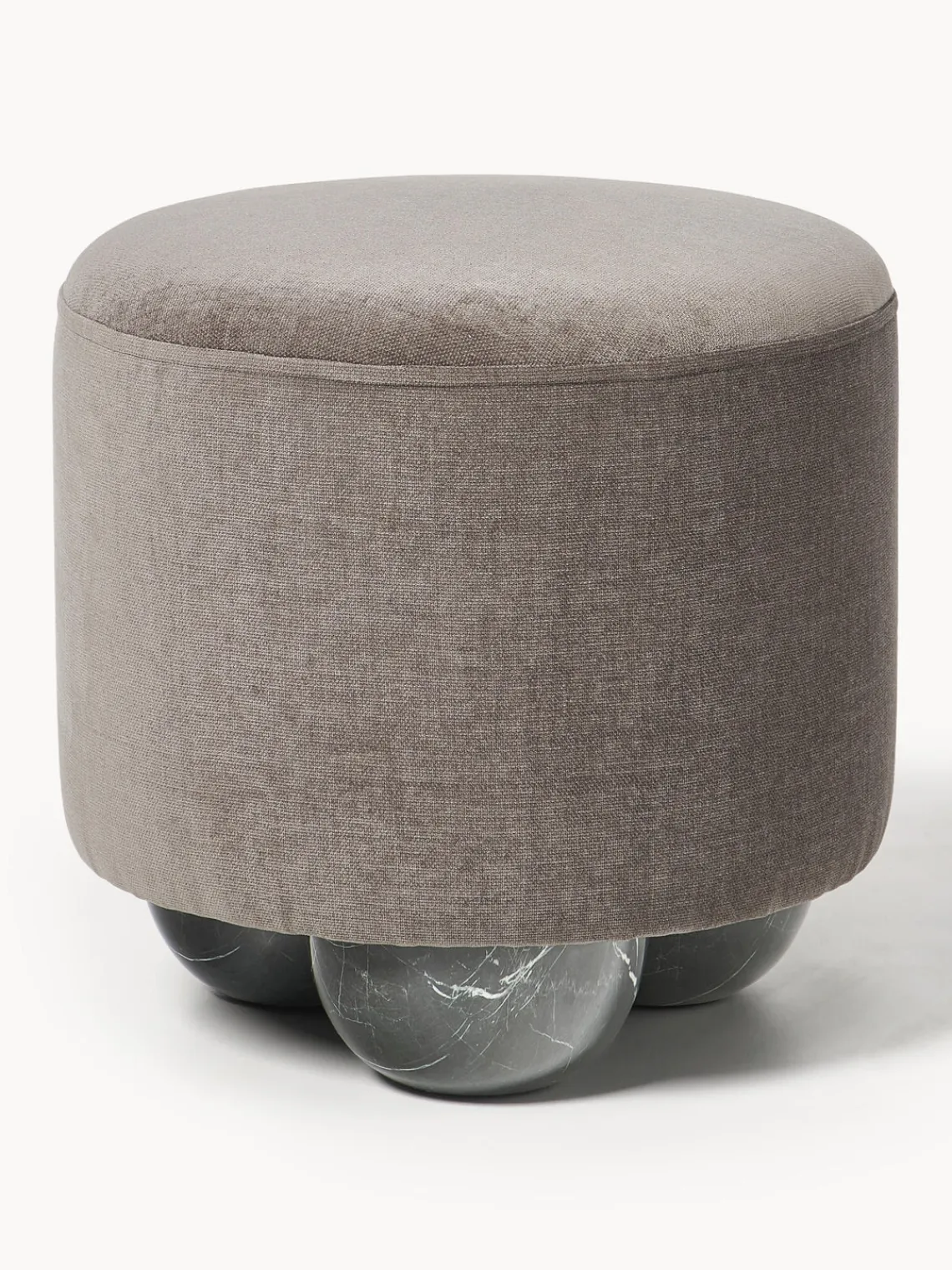 Pufs Y Otomanos|Pufs Y Otomanos>Westwing Collection Puf reposapiés tapizado con patas en look de mármol Lino Tejido greige, gris antracita en aspecto de mármol