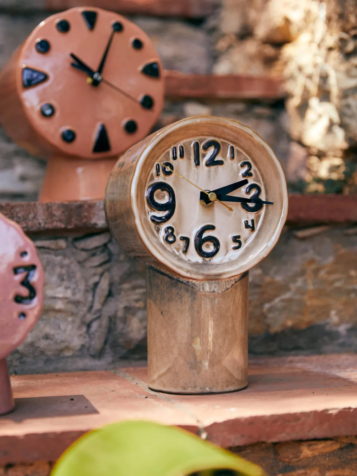 Reloj de mesa de cerámica pintado a mano Retro Relojes|Jarrones