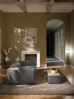 Reposapiés|Sofás>Westwing Collection Reposapiés puf con espacio de almacenamiento Lennon Tejido gris antracita, madera de roble clara