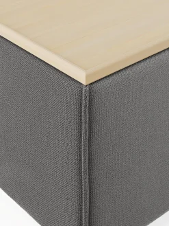 Reposapiés|Sofás></noscript>Westwing Collection Reposapiés puf con espacio de almacenamiento Lennon Tejido gris antracita, madera de roble clara