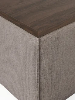 Reposapiés|Sofás></noscript>Westwing Collection Reposapiés puf con espacio de almacenamiento Lennon Tejido taupe, madera de roble oscura