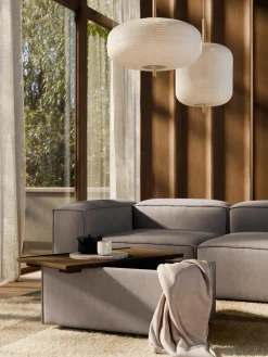 Reposapiés|Sofás></noscript>Westwing Collection Reposapiés puf con espacio de almacenamiento Lennon Tejido taupe, madera de roble oscura