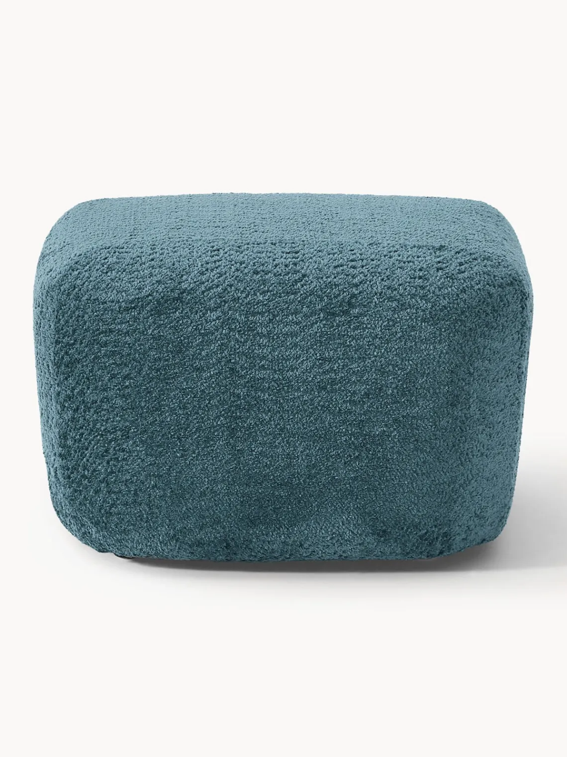 Reposapiés|Sofás>Westwing Collection Reposapiés puf de borreguillo bouclé Wolke Borreguillo bouclé azul petróleo