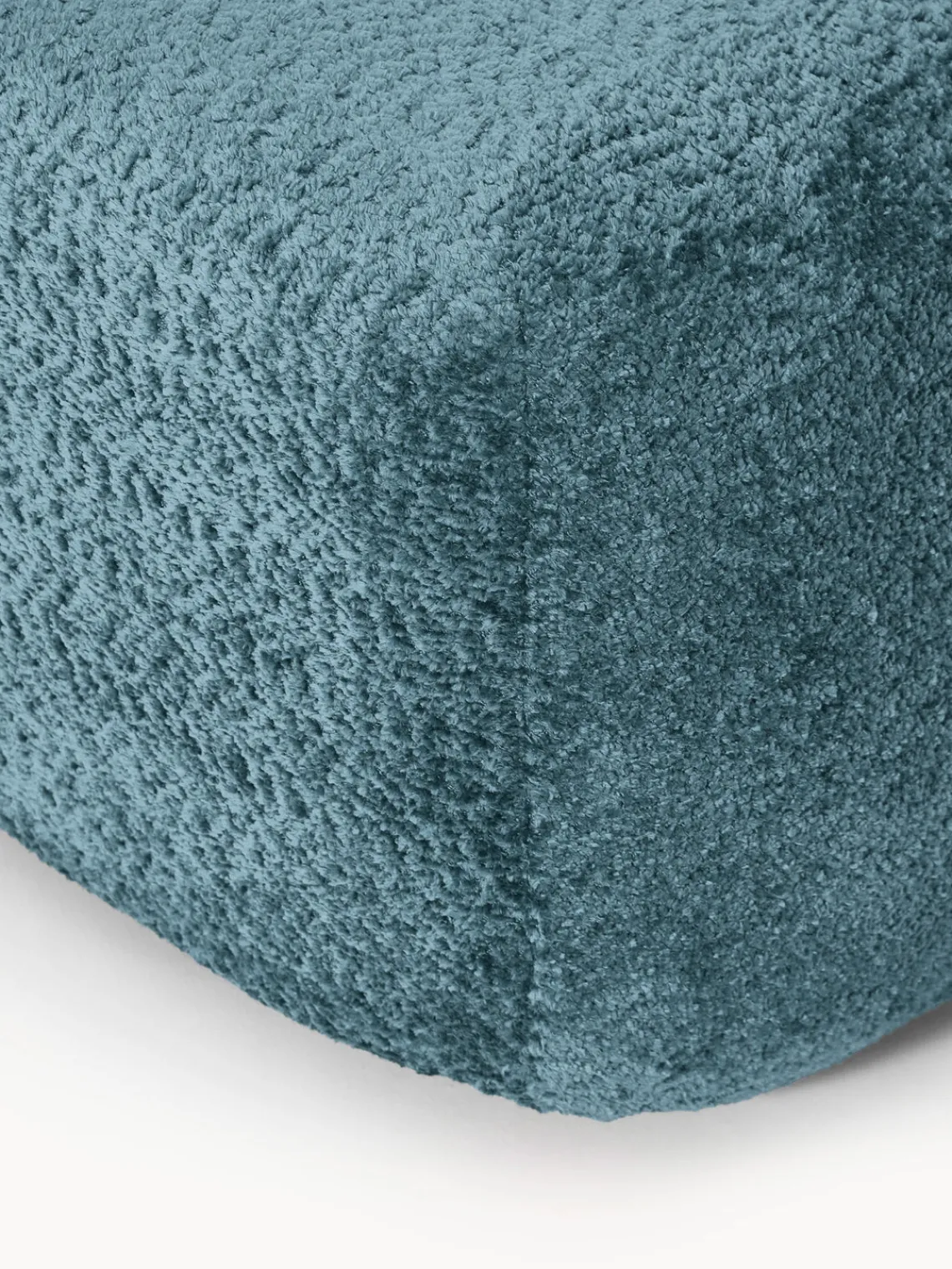 Reposapiés|Sofás>Westwing Collection Reposapiés puf de borreguillo bouclé Wolke Borreguillo bouclé azul petróleo