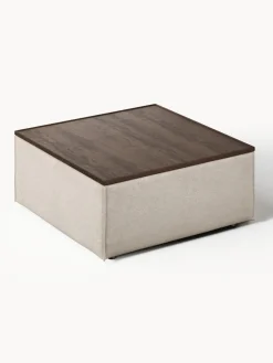 Reposapiés|Sofás></noscript>Westwing Collection Reposapiés puf de mezcla de lino con espacio de almacenamiento Lennon Mezcla de lino gris, madera de roble oscura