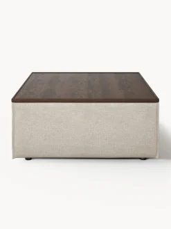 Reposapiés|Sofás></noscript>Westwing Collection Reposapiés puf de mezcla de lino con espacio de almacenamiento Lennon Mezcla de lino gris, madera de roble oscura