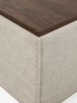 Reposapiés|Sofás></noscript>Westwing Collection Reposapiés puf de mezcla de lino con espacio de almacenamiento Lennon Mezcla de lino gris, madera de roble oscura