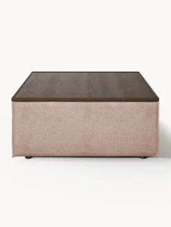 Reposapiés|Sofás></noscript>Westwing Collection Reposapiés puf de mezcla de lino con espacio de almacenamiento Lennon Mezcla de lino rojo óxido, madera de roble oscura