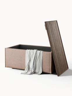 Hot Reposapiés puf de mezcla de lino con espacio de almacenamiento Lennon Reposapiés|Sofás