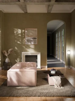 Hot Reposapiés puf de mezcla de lino con espacio de almacenamiento Lennon Reposapiés|Sofás