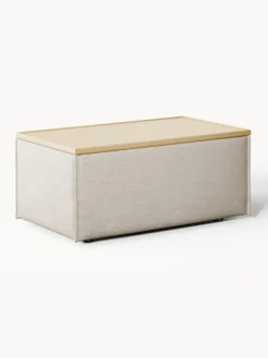 Clearance Reposapiés puf de mezcla de lino con espacio de almacenamiento Lennon Reposapiés|Sofás