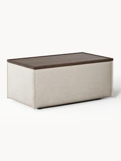 Online Reposapiés puf de mezcla de lino con espacio de almacenamiento Lennon Reposapiés|Sofás