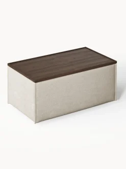 Online Reposapiés puf de mezcla de lino con espacio de almacenamiento Lennon Reposapiés|Sofás