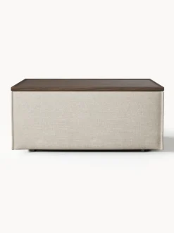 Online Reposapiés puf de mezcla de lino con espacio de almacenamiento Lennon Reposapiés|Sofás