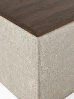 Online Reposapiés puf de mezcla de lino con espacio de almacenamiento Lennon Reposapiés|Sofás