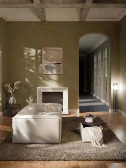 Online Reposapiés puf de mezcla de lino con espacio de almacenamiento Lennon Reposapiés|Sofás