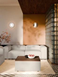 Best Reposapiés puf de mezcla de lino con espacio de almacenamiento Lennon Reposapiés|Sofás