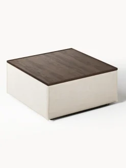 Best Reposapiés puf de mezcla de lino con espacio de almacenamiento Lennon Reposapiés|Sofás