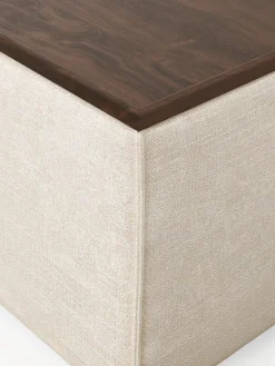 Best Reposapiés puf de mezcla de lino con espacio de almacenamiento Lennon Reposapiés|Sofás