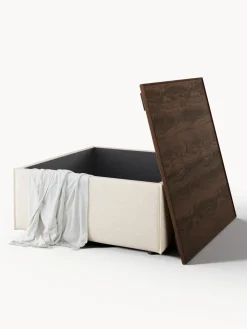 Best Reposapiés puf de mezcla de lino con espacio de almacenamiento Lennon Reposapiés|Sofás