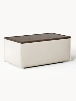 Online Reposapiés puf de mezcla de lino con espacio de almacenamiento Lennon Reposapiés|Sofás