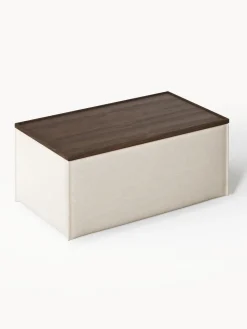 Online Reposapiés puf de mezcla de lino con espacio de almacenamiento Lennon Reposapiés|Sofás